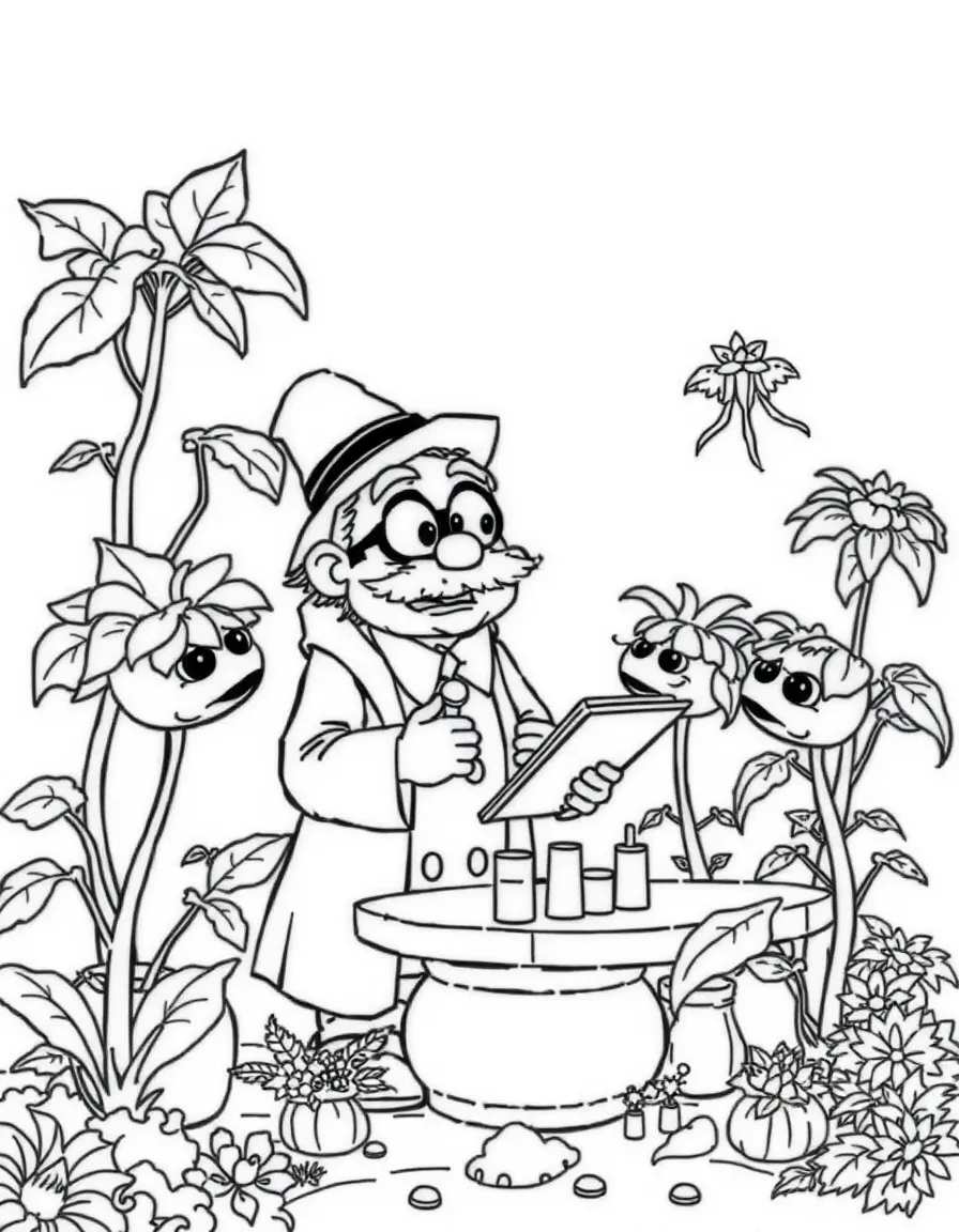 Professor Sprout teaching Herbology with mandrakes