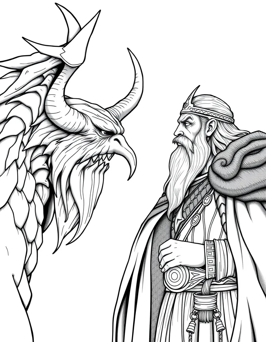 Gríma Wormtongue whispering in King Théoden's ear