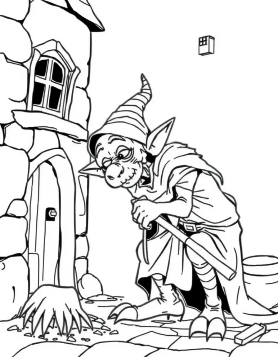 Kreacher the house elf cleaning Grimmauld Place
