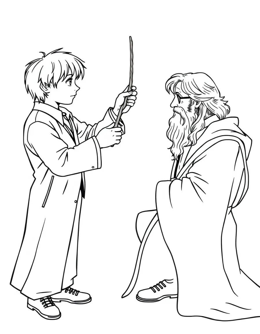 Ollivander measuring Harry for his first wand