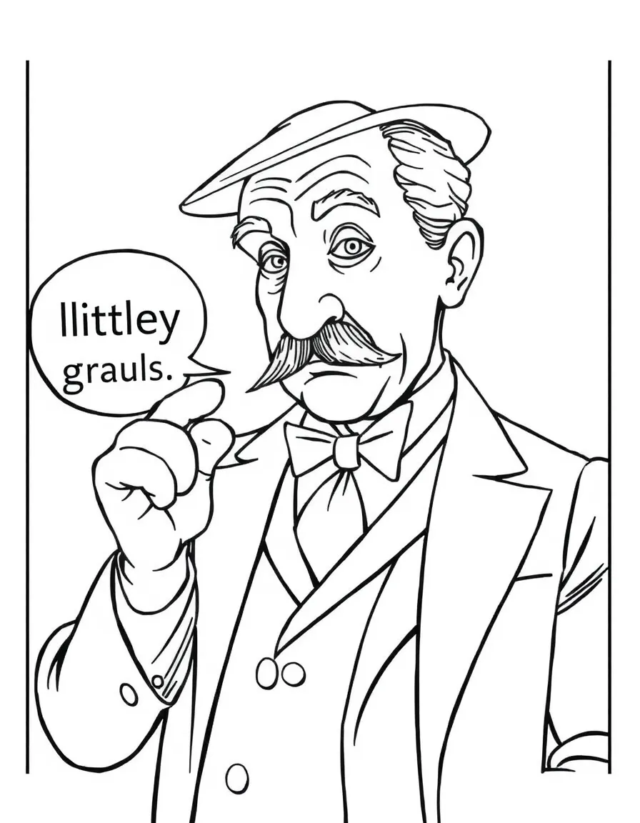 Poirot pointing at his head saying "little gray cells"