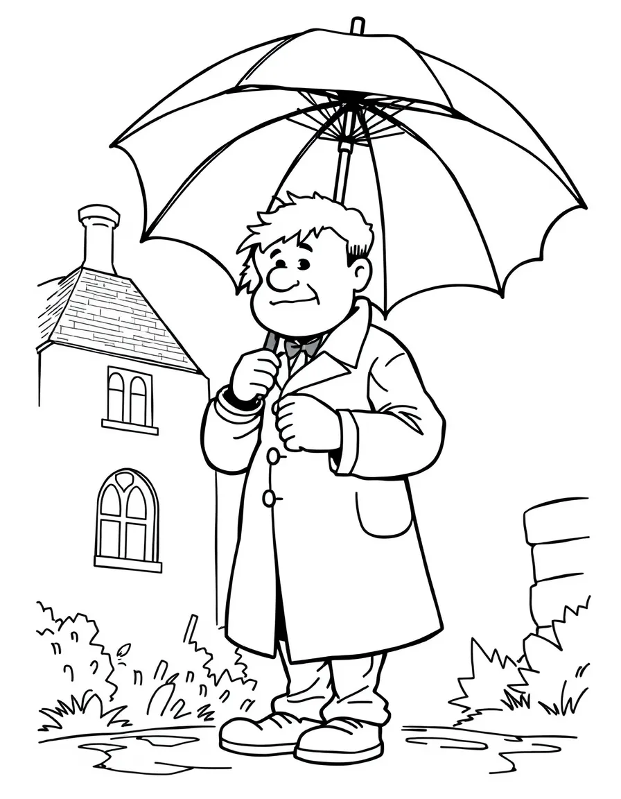 Father Brown with his umbrella solving crimes in his parish