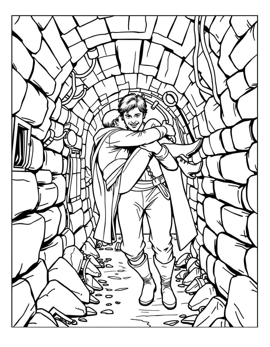 Jean Valjean carrying Marius through the sewers of Paris