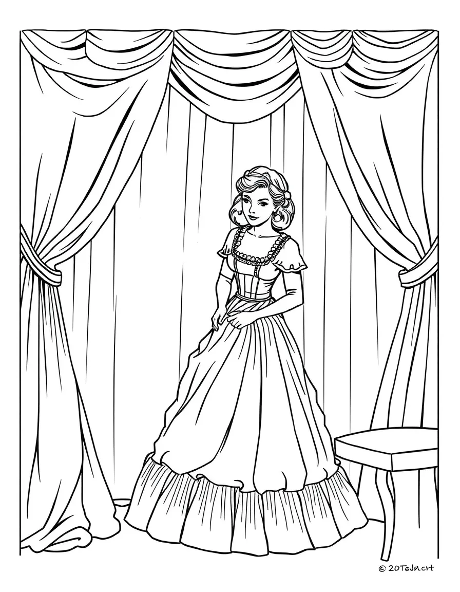 Scarlett O'Hara making a dress from curtains at Tara