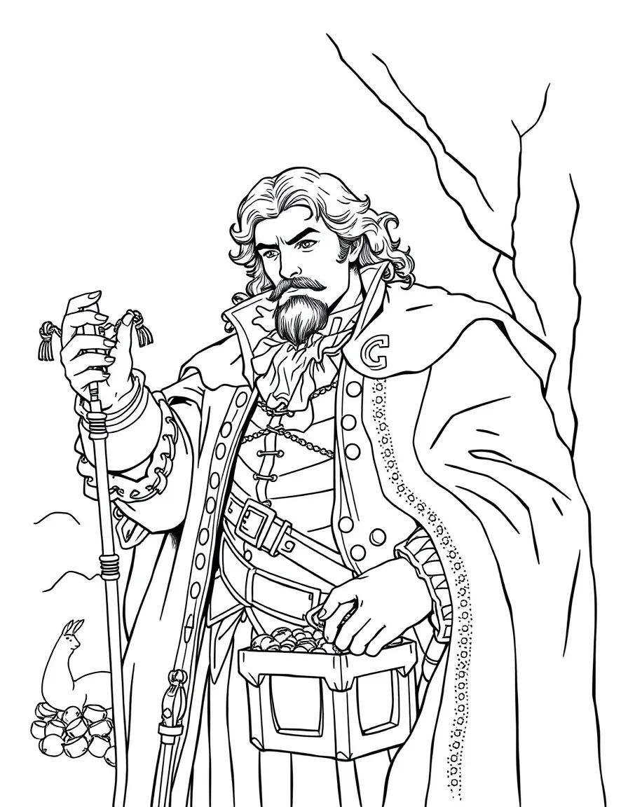 Edmond Dantès as the Count of Monte Cristo with his treasure