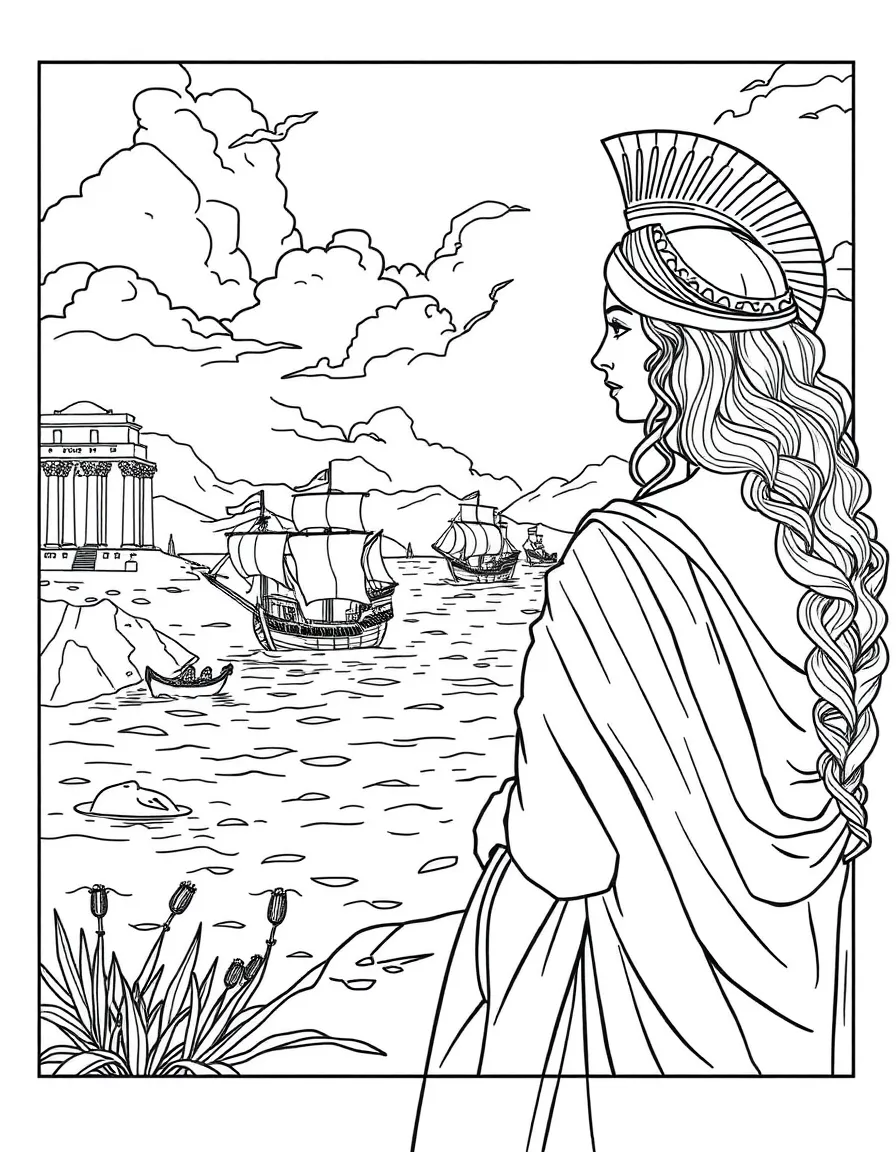 Helen of Troy watching the Greek ships approach