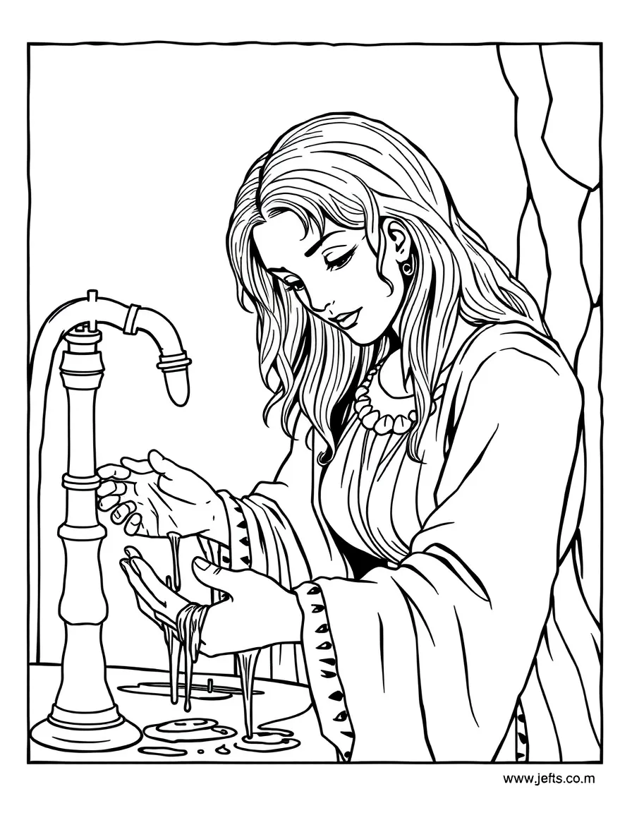 Lady Macbeth trying to wash imaginary blood from her hands