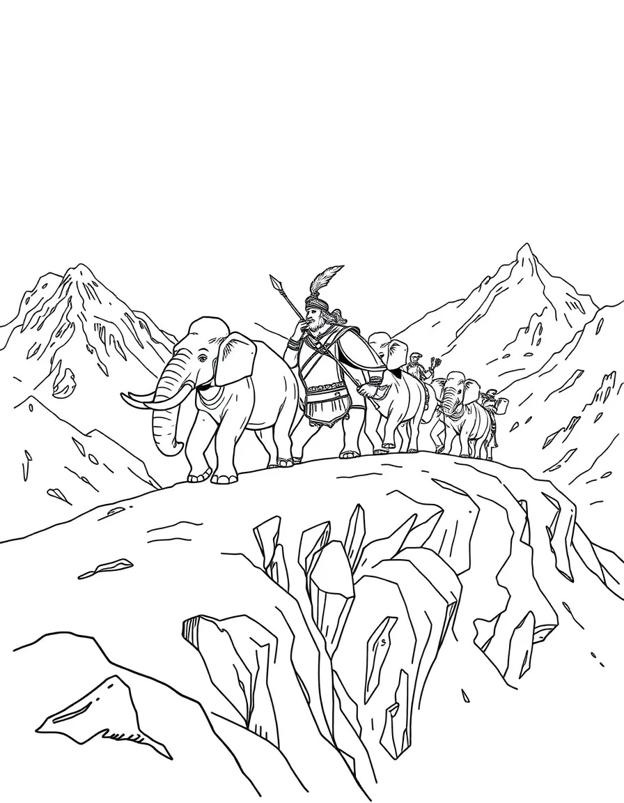 Hannibal crossing the Alps with his elephants