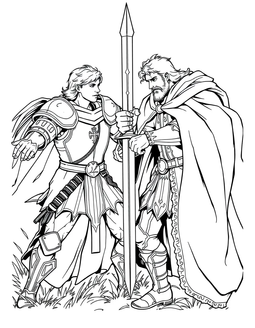 Mordred and Arthur in their final battle