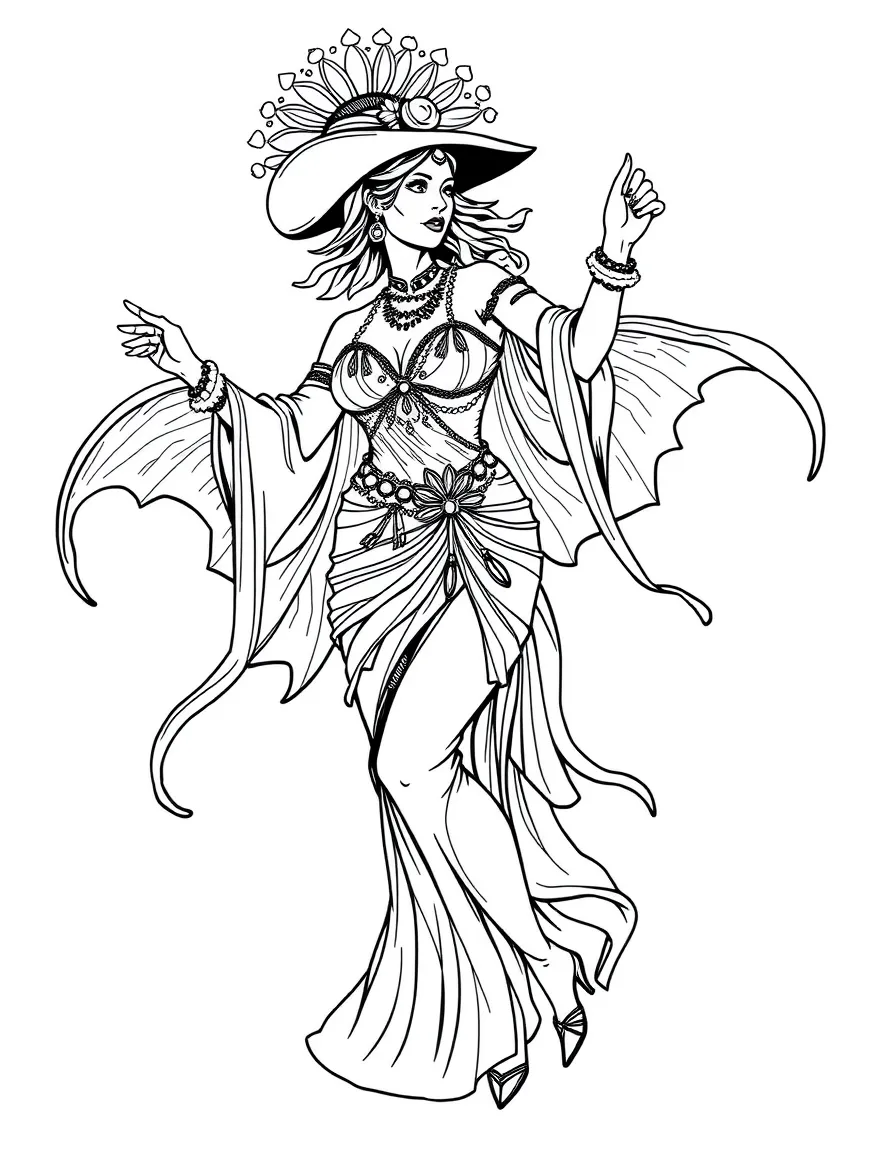Mata Hari dancing in exotic costume as a spy