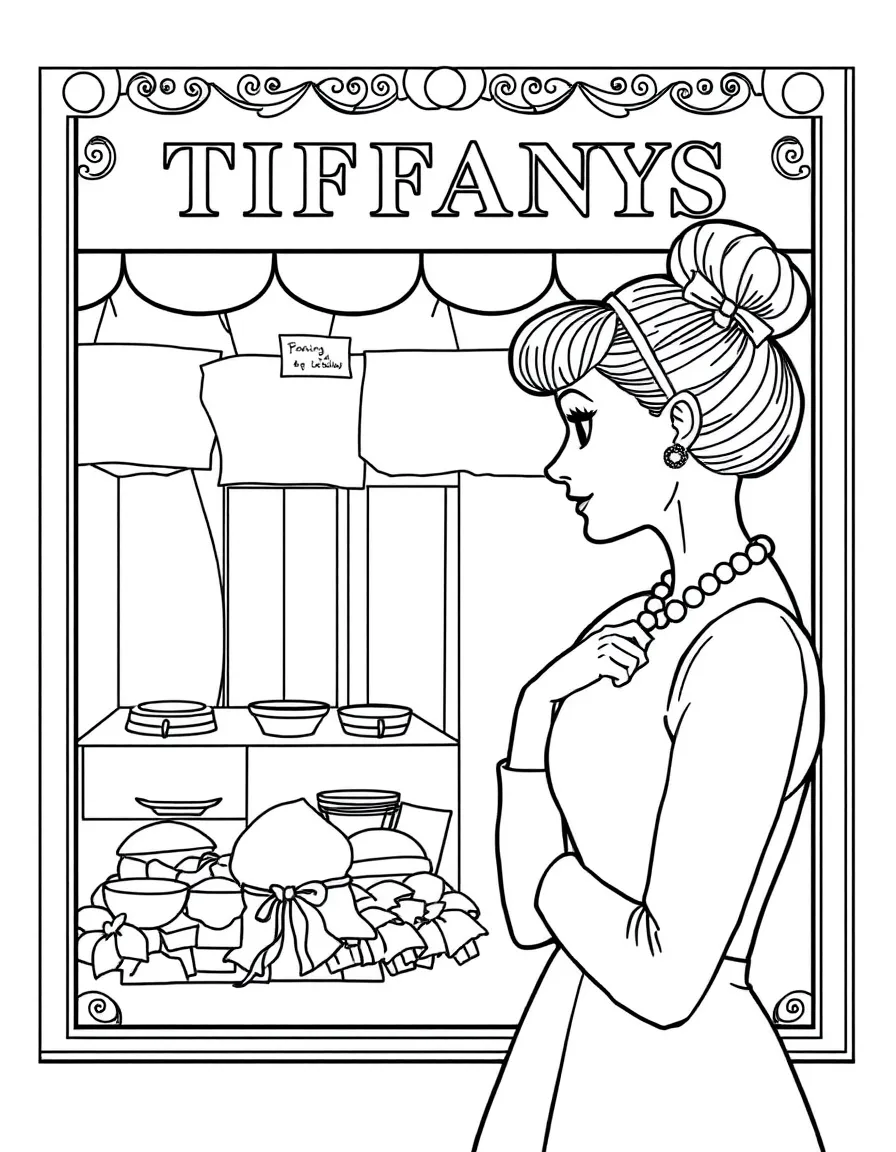 Holly Golightly from "Breakfast at Tiffany's" looking in the jewelry store window