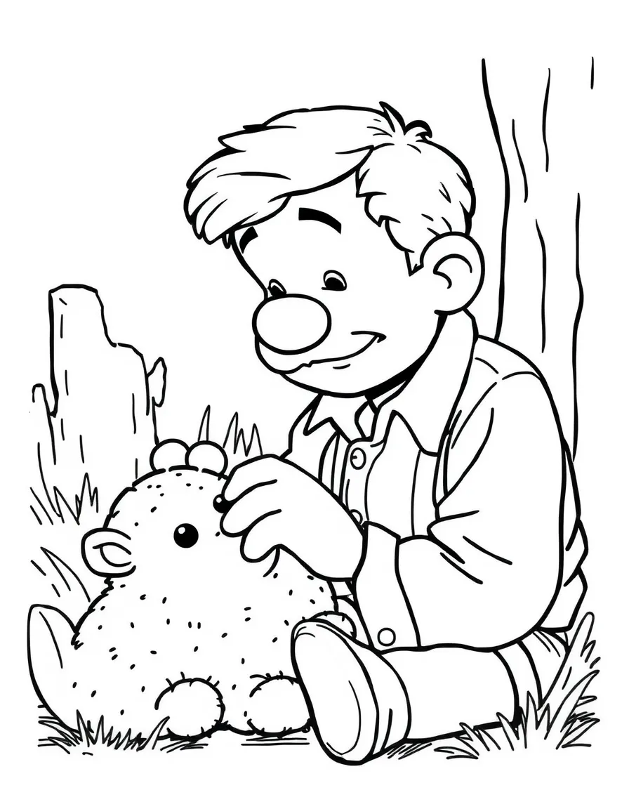 Lennie Small from "Of Mice and Men" petting soft things