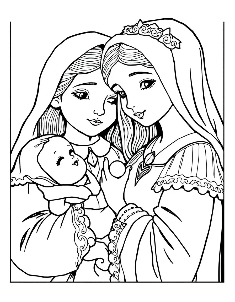 Hester Prynne with baby Pearl and the scarlet 'A'