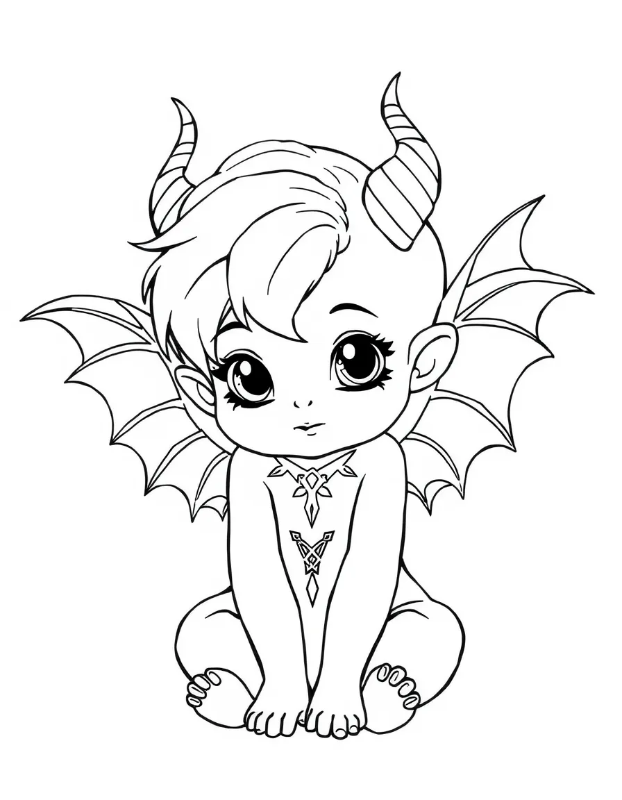 Saga's Hazel with her wings and horns as a baby