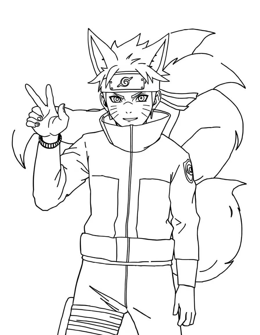 Naruto Uzumaki with his nine-tailed fox spirit