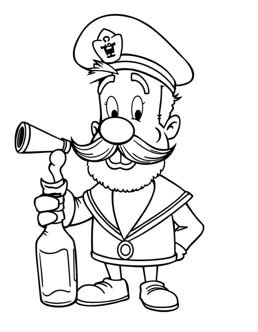 Captain Haddock from "Tintin" with his sailor hat and bottle