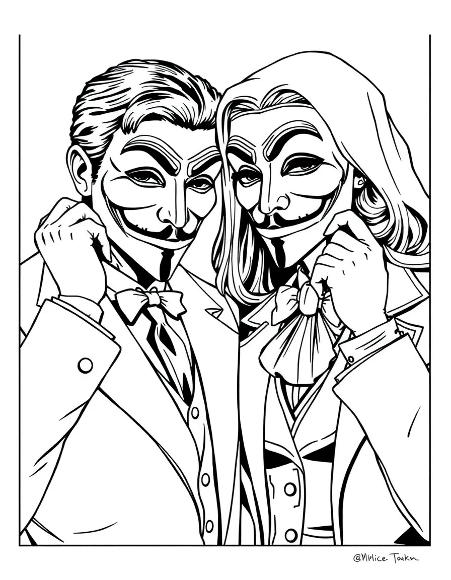 Daniel and Wilhelmina from "V for Vendetta" removing their masks
