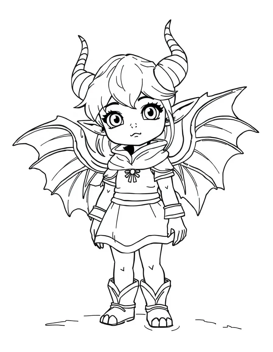 Hazel from "Saga" as a child with her wings and horns
