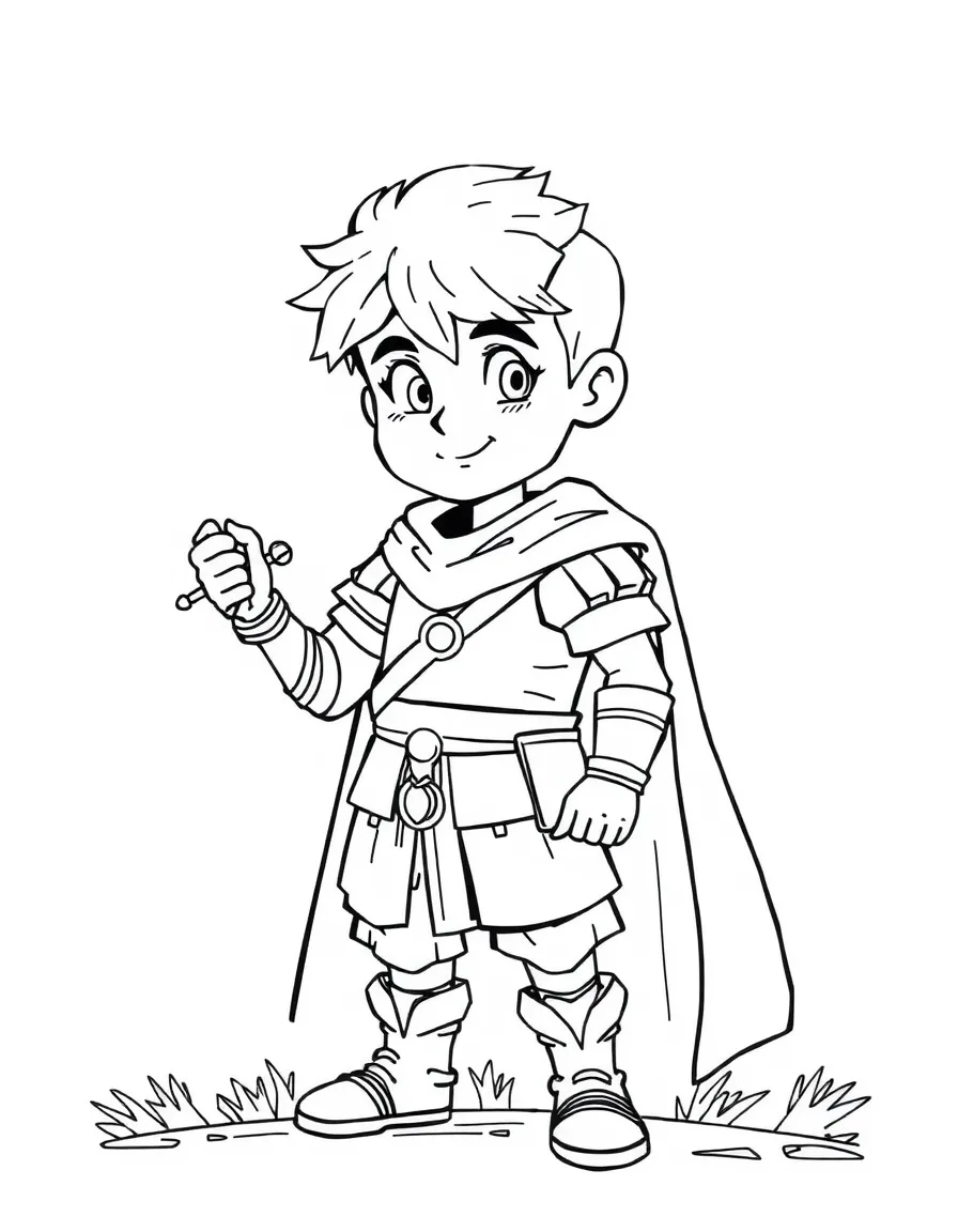 Prince Valiant with his page-boy haircut and sword