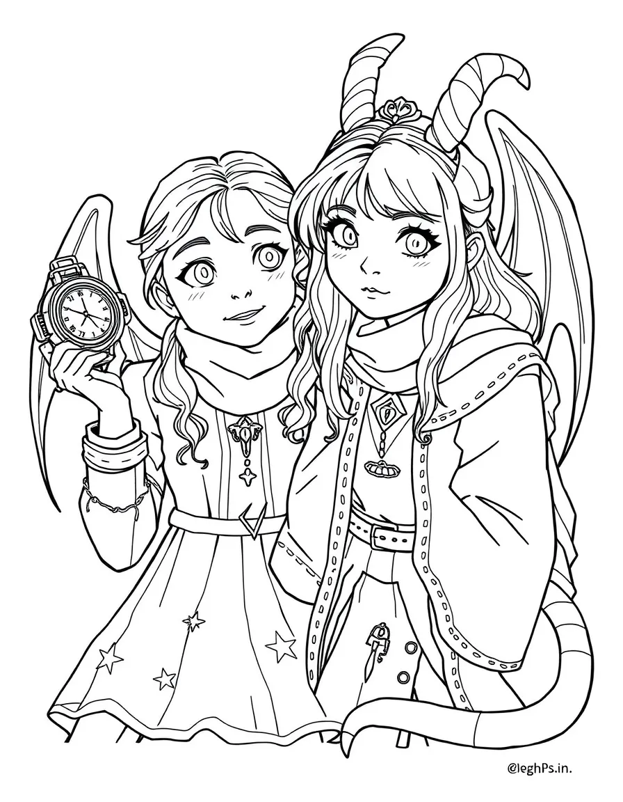Lyra Belacqua with her alethiometer and daemon Pantalaimon