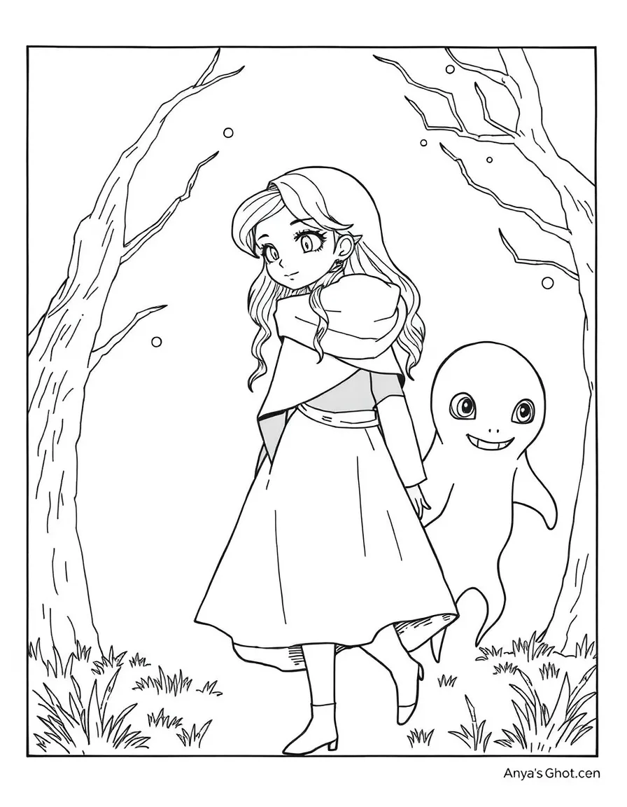 Anya from "Anya's Ghost" followed by her spectral companion