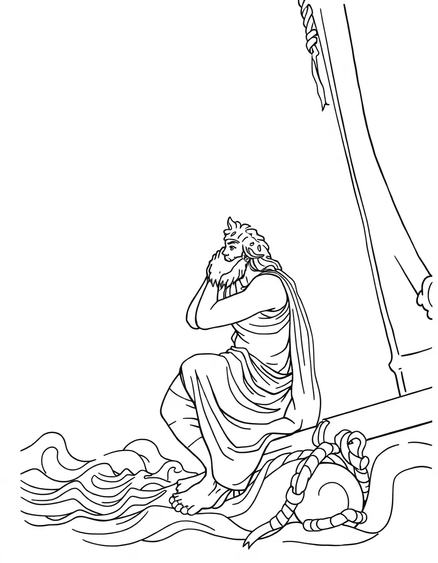 Odysseus tied to the mast hearing the Sirens' song