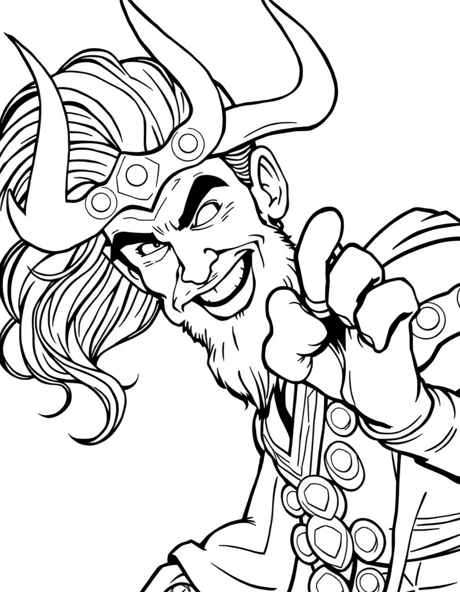 Loki tricking the gods with mischievous grin