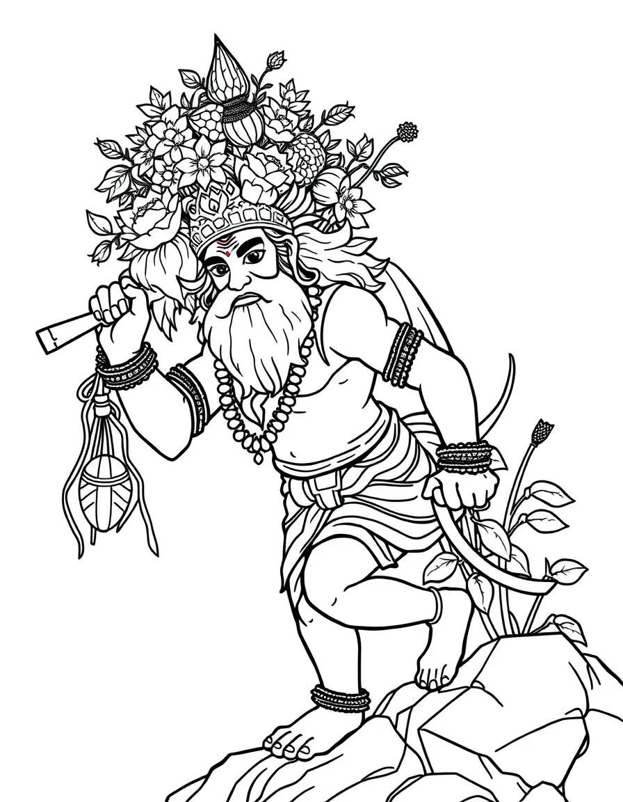 Hanuman carrying a mountain of healing herbs