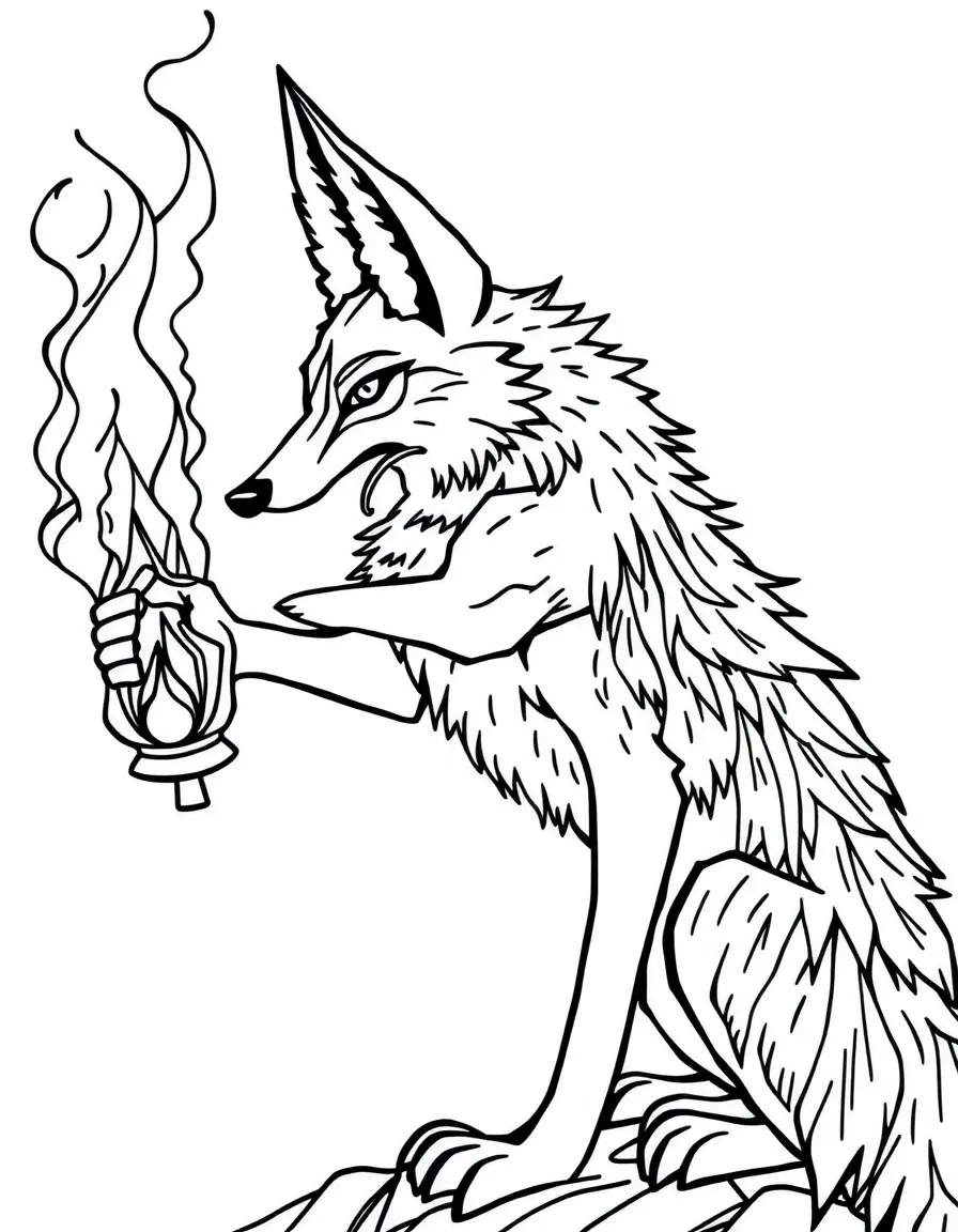 Coyote the trickster stealing fire for humanity