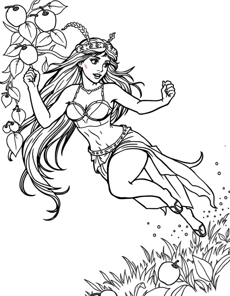 Atalanta with her golden apples in the footrace