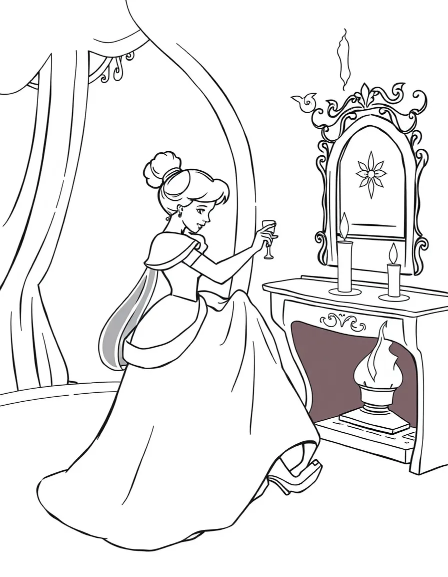 Cinderella at the stroke of midnight losing her glass slipper