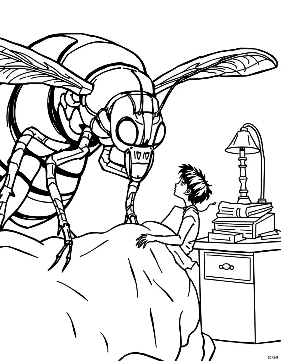 Gregor Samsa waking up transformed into a giant insect