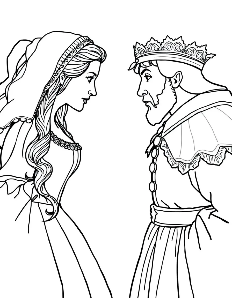 Katherine and Petruchio facing off in "The Taming of the Shrew"
