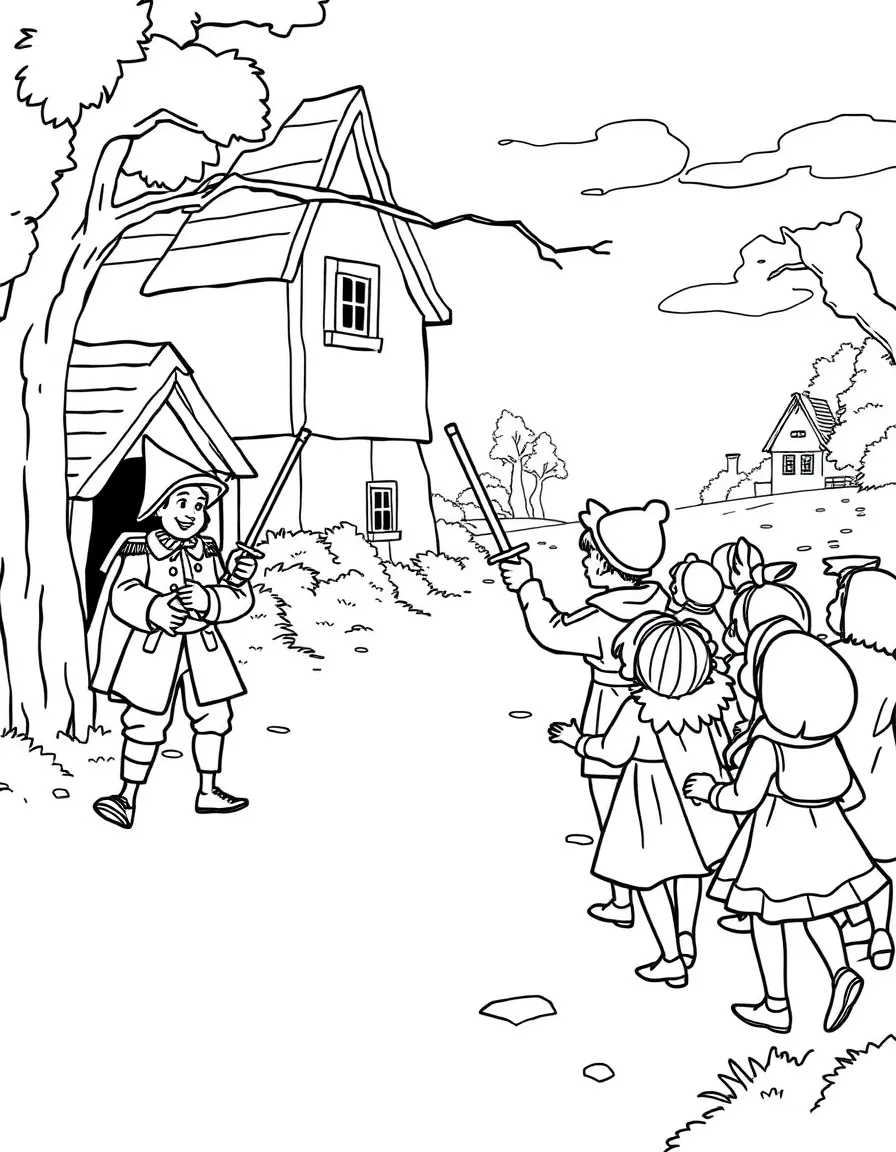 The Pied Piper leading children away from Hamelin