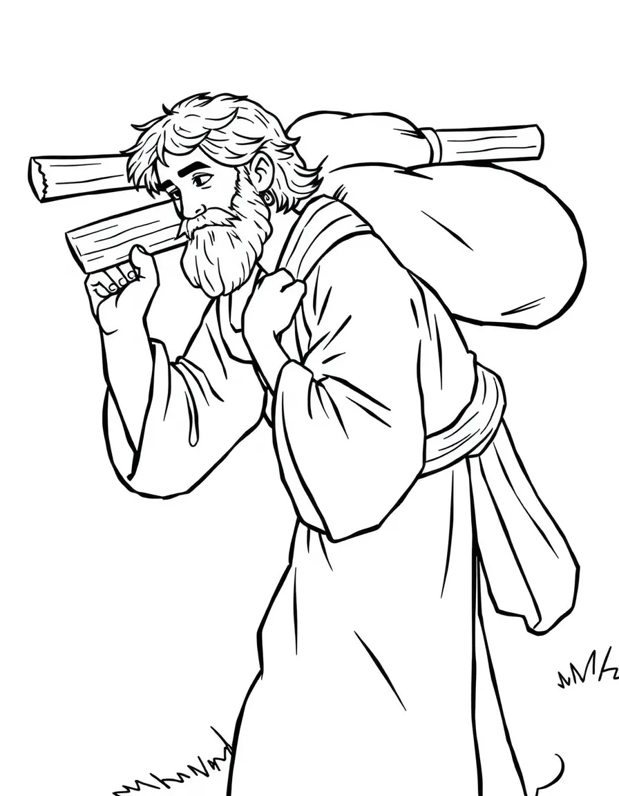 Christian carrying his burden in "Pilgrim's Progress"