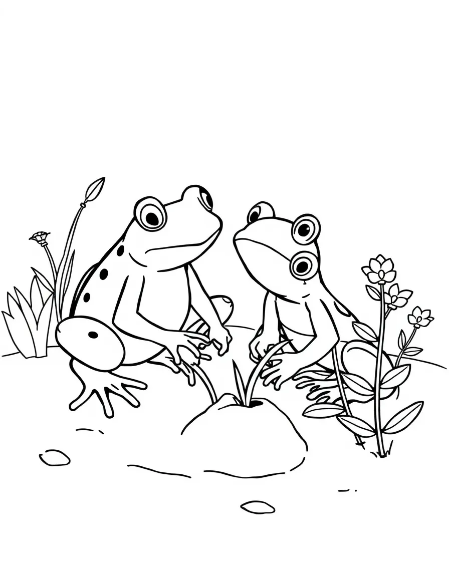 Frog and Toad planting a garden together