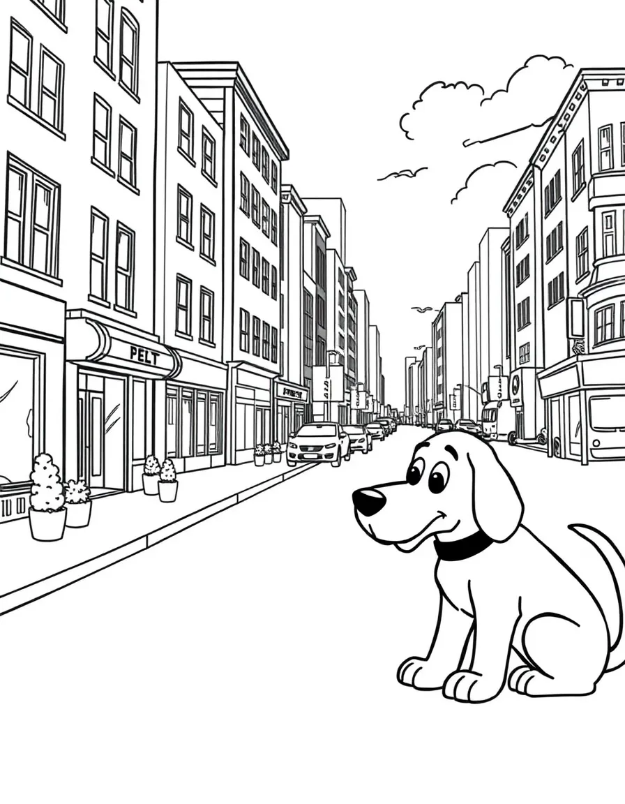 Clifford the Big Red Dog taking up an entire city block
