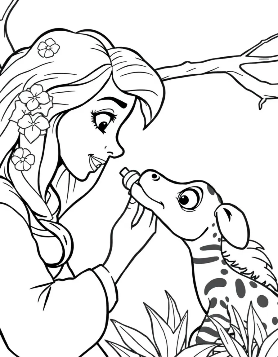 Fern from "Charlotte's Web" feeding Wilbur with a bottle