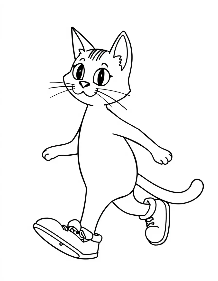 Pete the Cat walking in his new white shoes