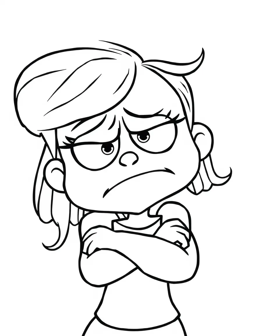 Judy Moody in a bad mood with her arms crossed