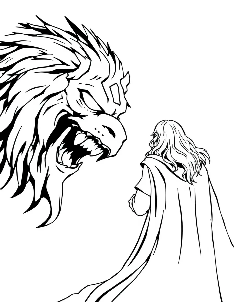 Ged from "A Wizard of Earthsea" facing his shadow