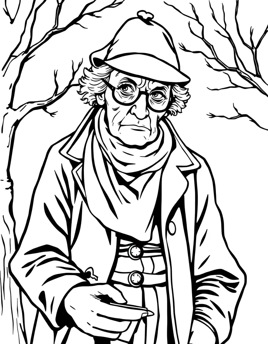 Sherlock Holmes disguised as an old woman to gather information