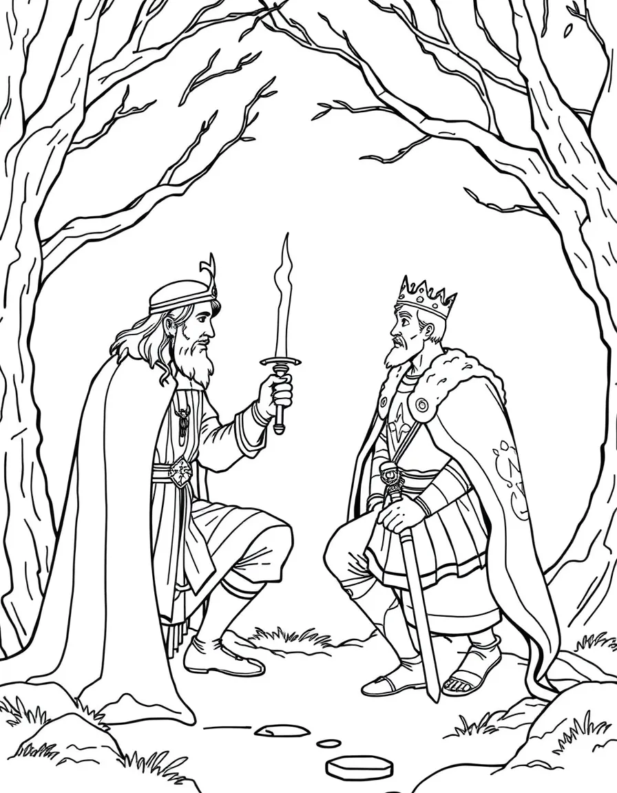 Merlin teaching young Arthur about kingship