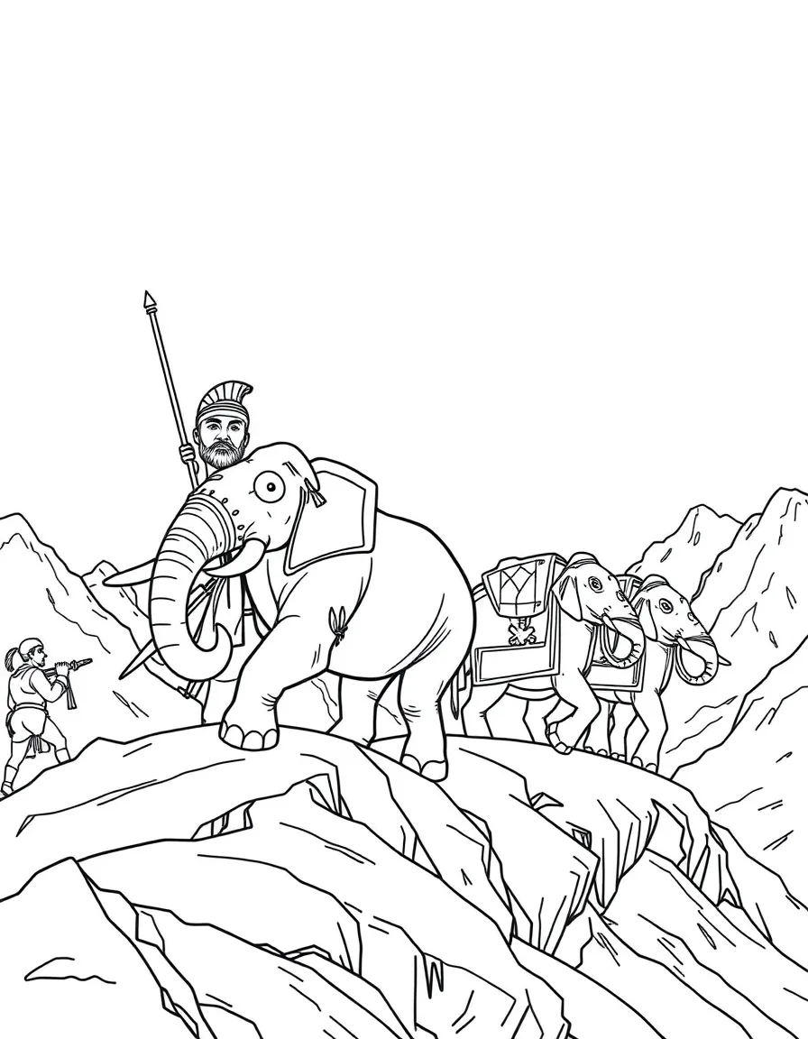 Hannibal crossing the Alps with his war elephants