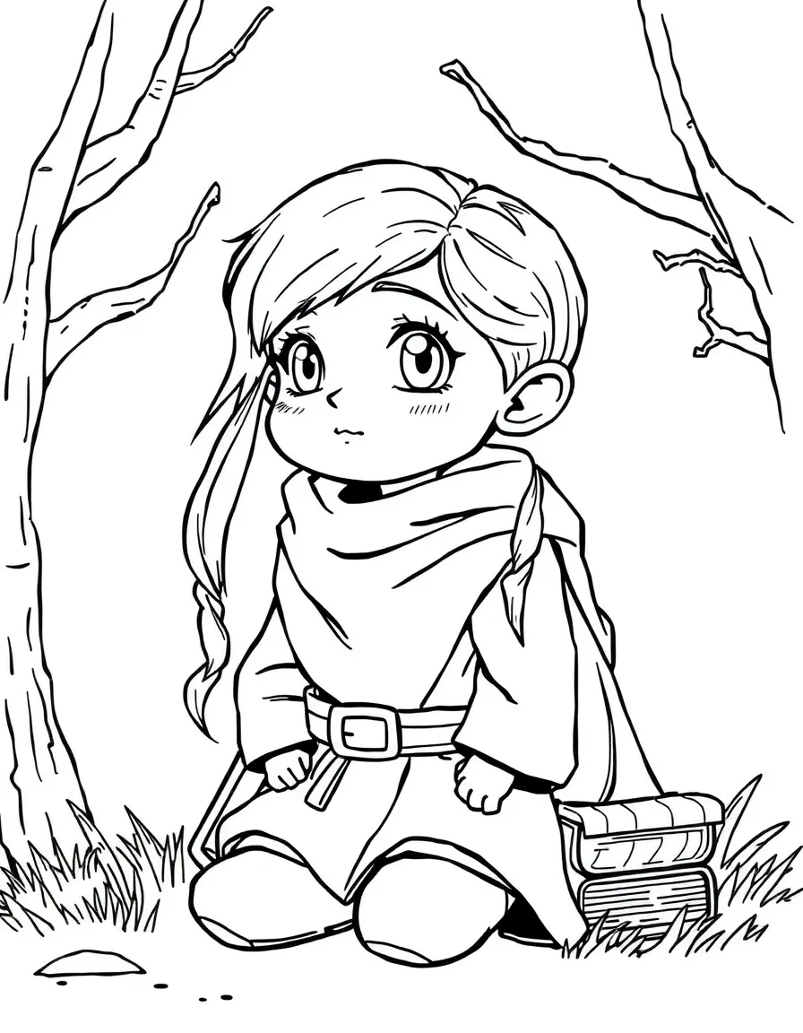 Hazel from "Saga" as a child with her narration boxes