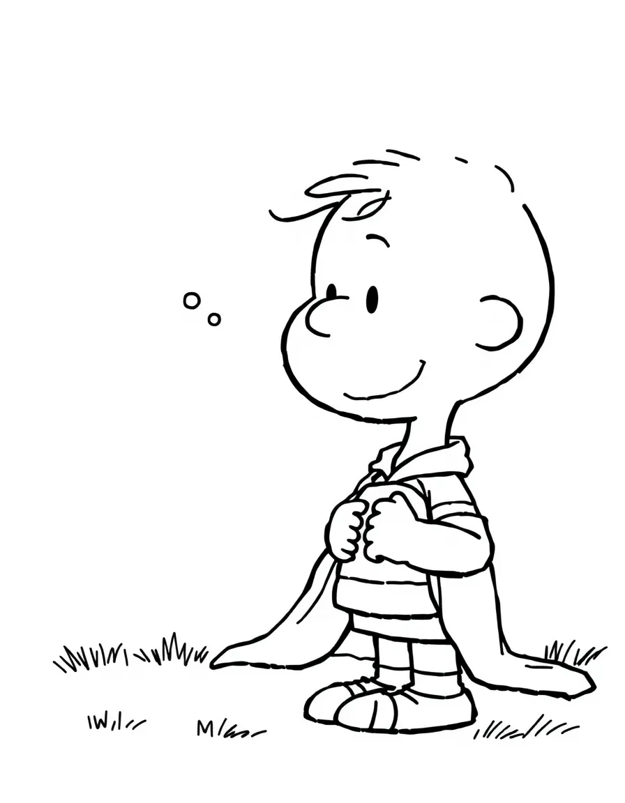 Linus from "Peanuts" giving a philosophical speech with his blanket