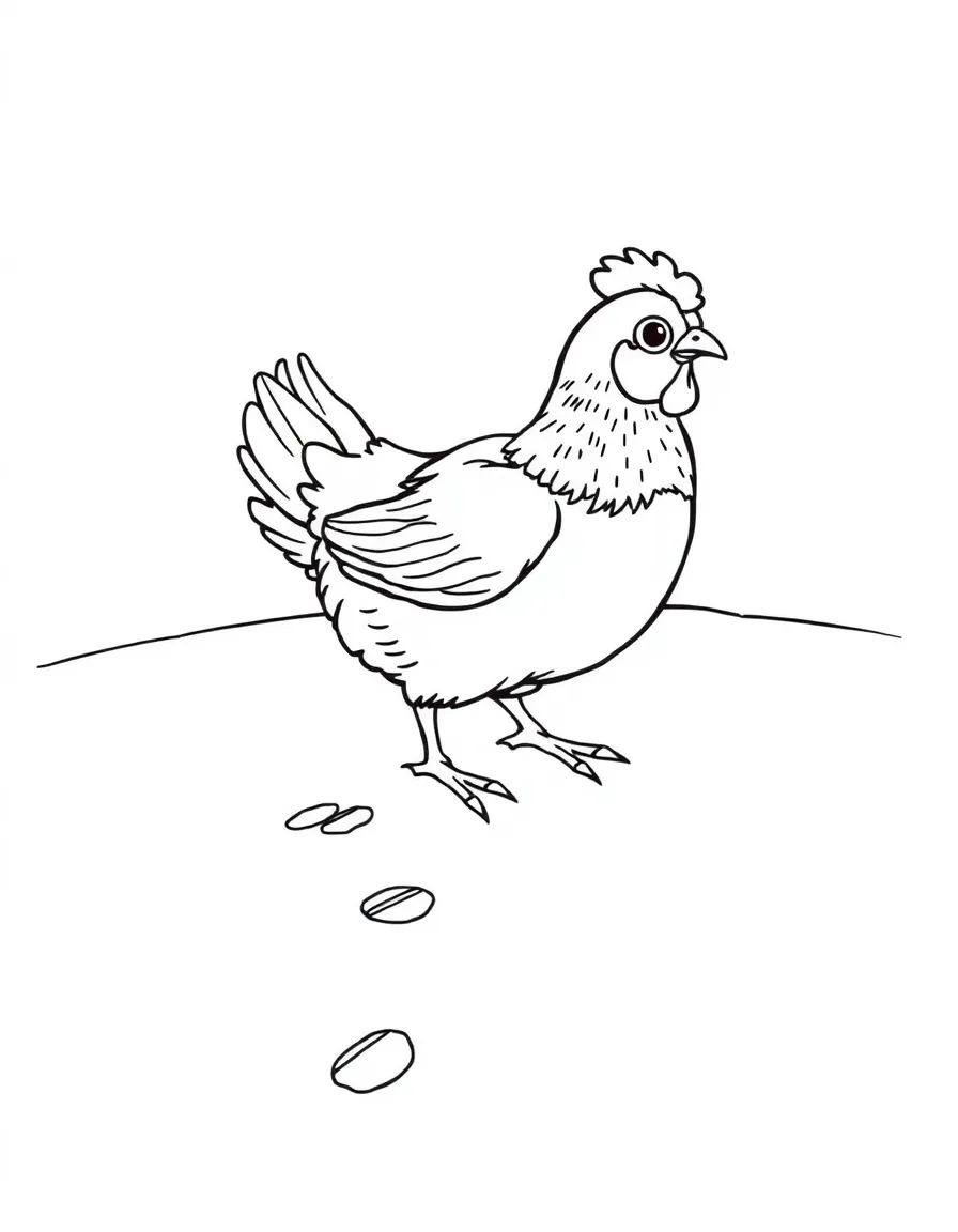 A chicken leaving tiny footprints across newly fallen snow