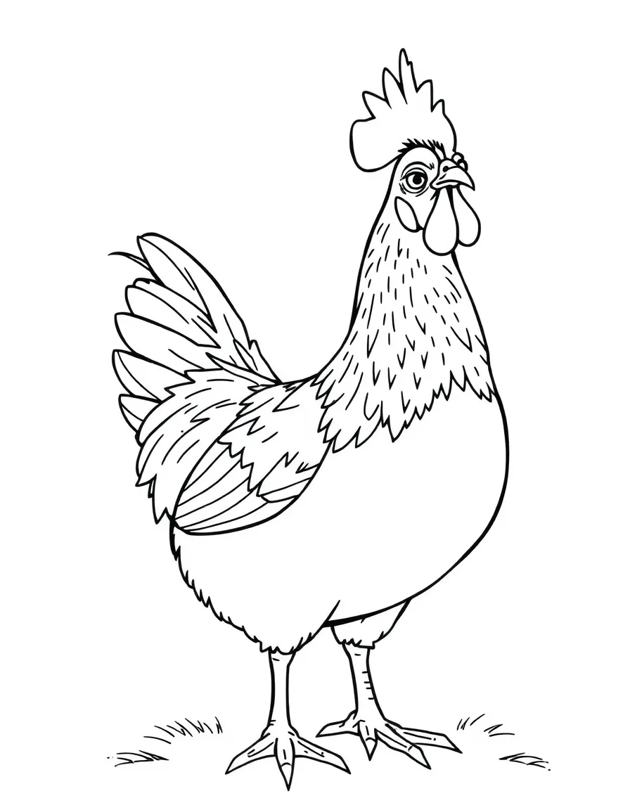A chicken with head tilted looking at something interesting