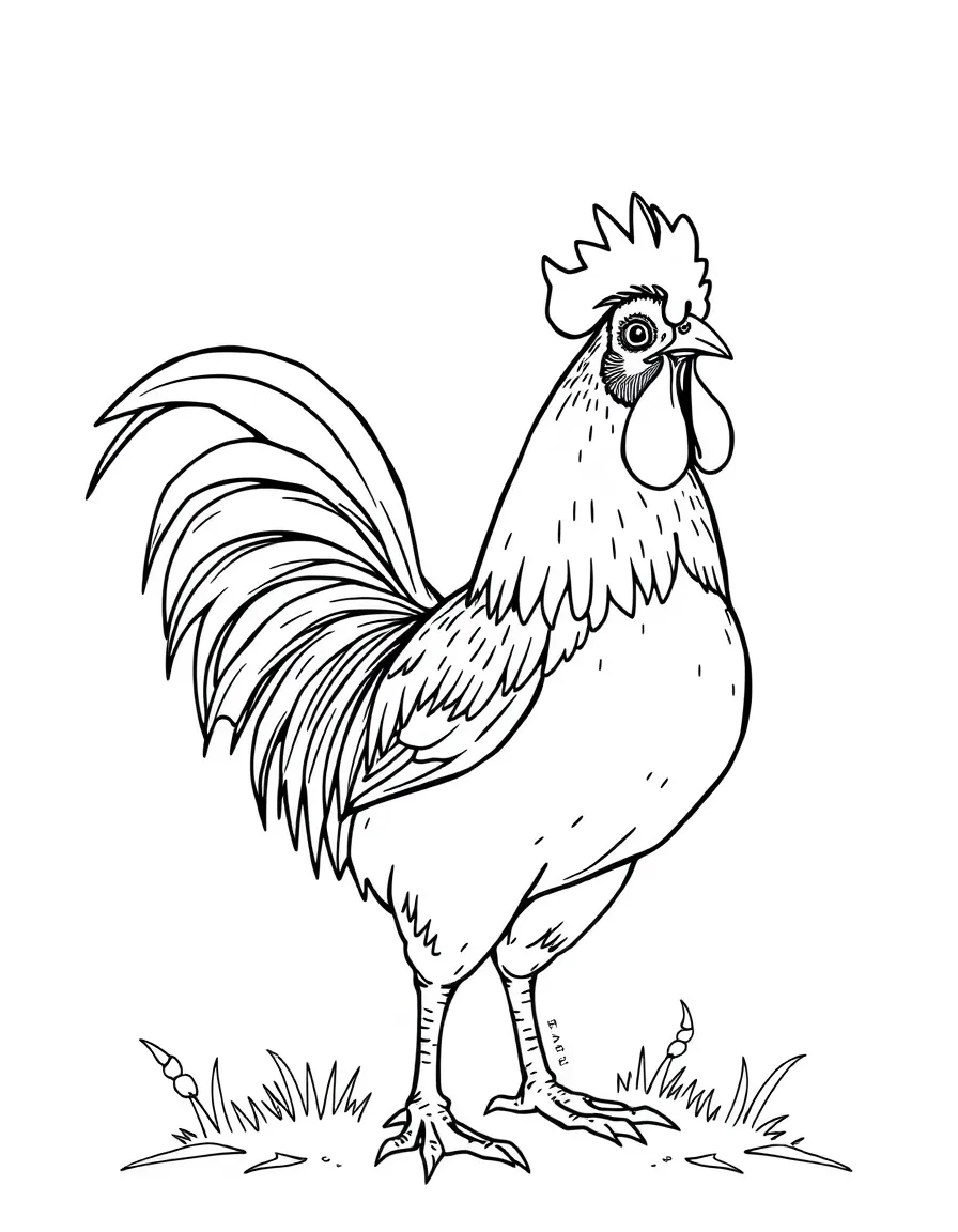 A rooster announcing the dawn with a hearty crow
