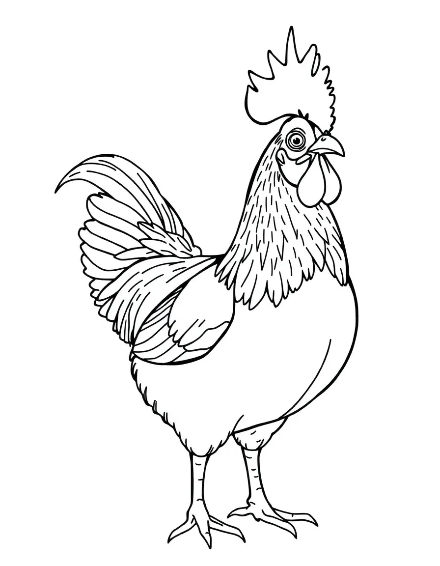 A chicken with its comb and wattles prominently displayed